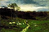 Edward Mitchell Bannister Woman Walking down Path painting